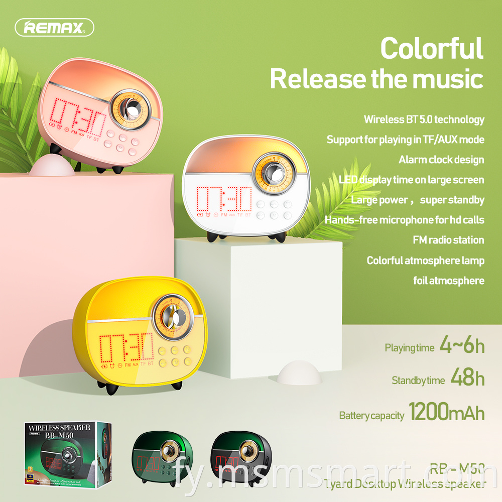 REMAX Nije RB-M50 Colorful Atmosphere Lamp Bluetooth Speaker mei oplaadbare batterij